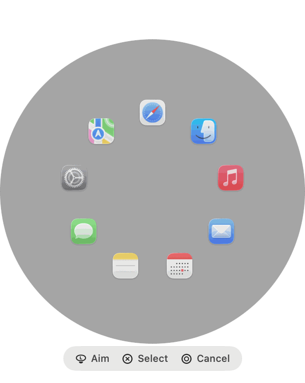Radial app launcher