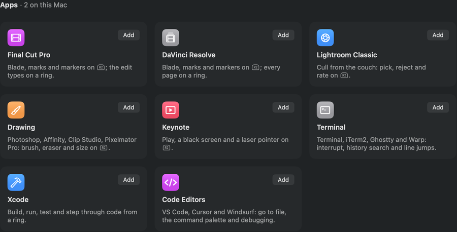 Steer's Gallery card for Final Cut Pro: blade, marks and markers on R2; the edit types on a ring. An Add button.